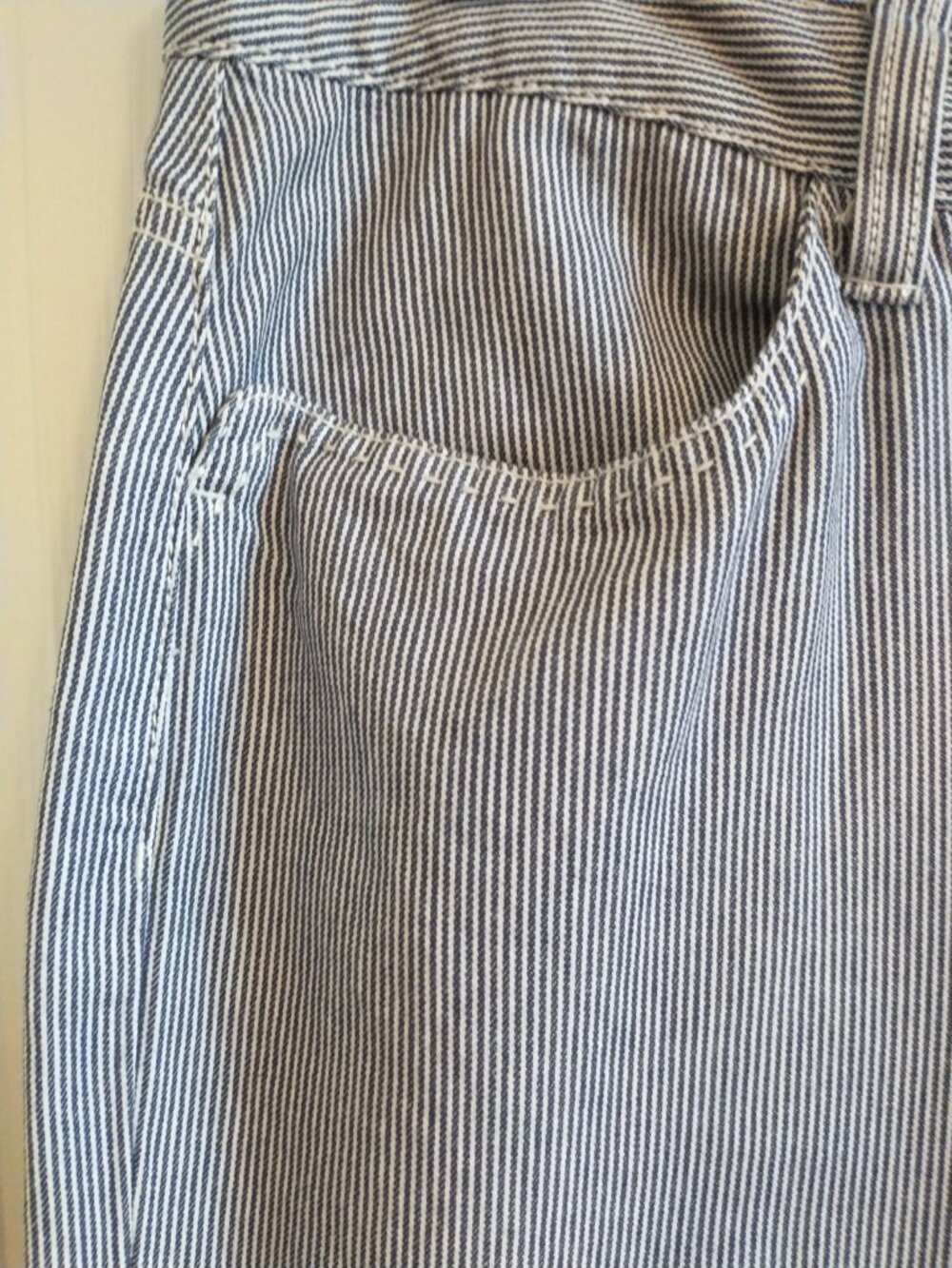 L.L. Bean Pants Women's Blue White Pinstripe Straight Wider Leg High Rise - 16 - Picture 3 of 8